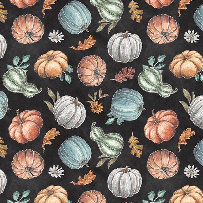 Blank Quilting Late Summer Harvest Tossed Pumpkins Charcoal Fabric