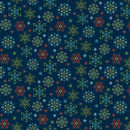 Henry Glass Nordic Holiday Snowflakes Blue Fabric