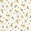 Henry Glass Nordic Holiday Tossed Reindeer Cream Fabric