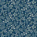 Henry Glass Nordic Holiday Floral Vines Blue Cream Fabric