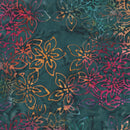 Windham Fabrics Kashmir Azaleas Dark Teal Batik Fabric