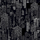 Blank Quilting Let's Glow Crazy Buildings Glow In The Dark Black Fabric