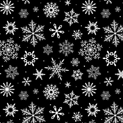 Blank Quilting Let's Glow Crazy Snowflakes Glow In The Dark Black Fabric