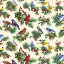 Elizabeth's Studio Birds And Berries Cream Fabric