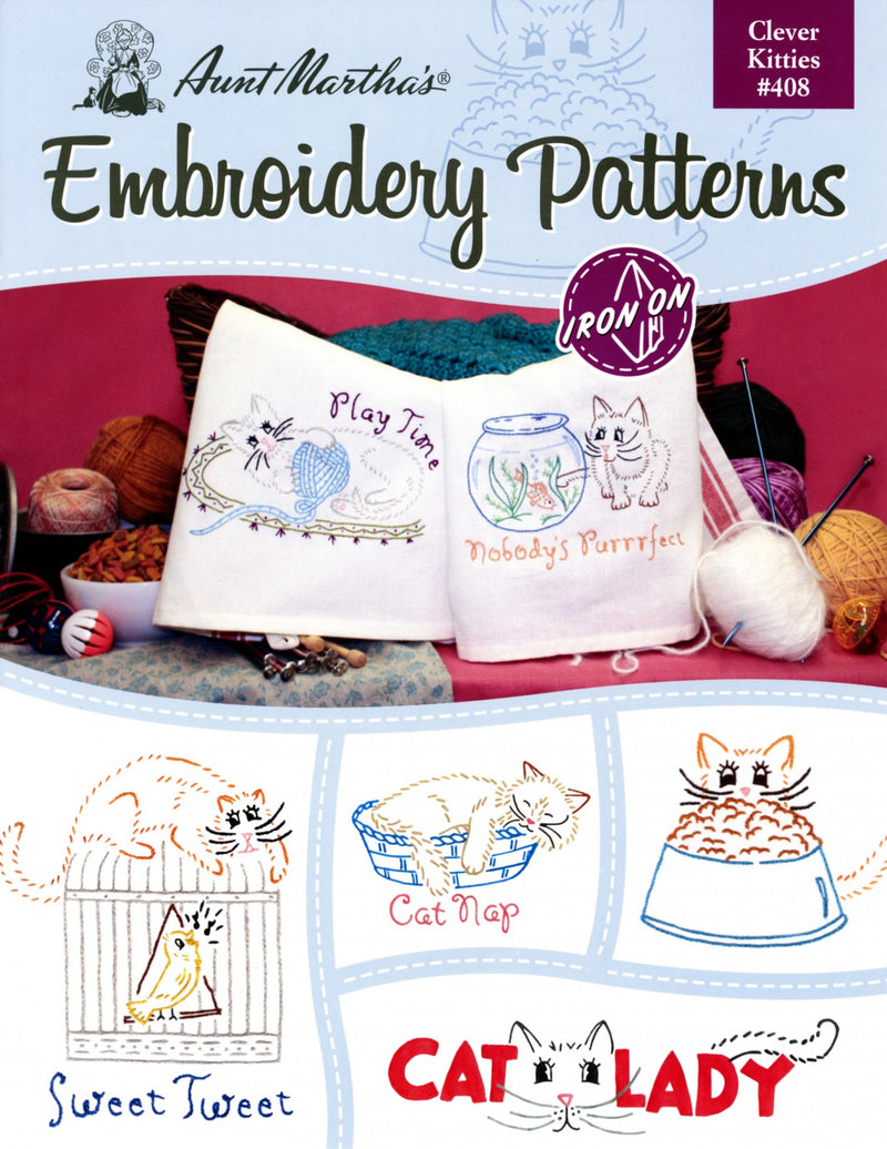 Aunt Martha's Embroidery Patterns Clever Kitties