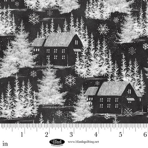 Blank Quilting Be Merry And Shine Winter Village Charcoal Fabric