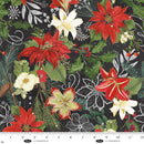 Blank Quilting Be Merry And Shine Christmas Floral Charcoal Fabric