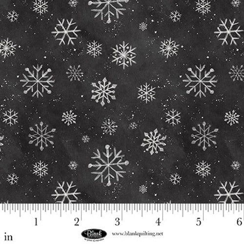 Blank Quilting Be Merry And Shine Snowflakes Charcoal Fabric
