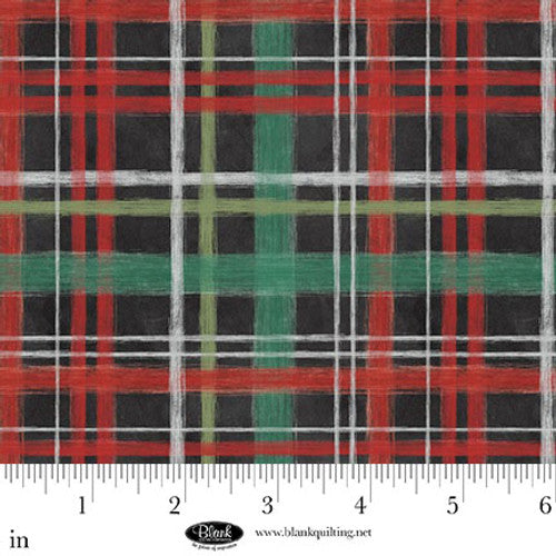 Blank Quilting Be Merry And Shine Plaid Charcoal Fabric