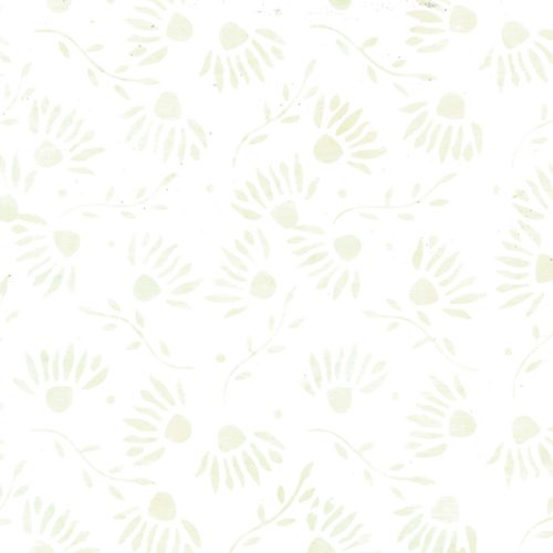 Island Batik Flower Heads Neutral Snow Batik Fabric