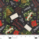 Blank Quilting Be Merry And Shine Bells And Poinsettias Charcoal Fabric