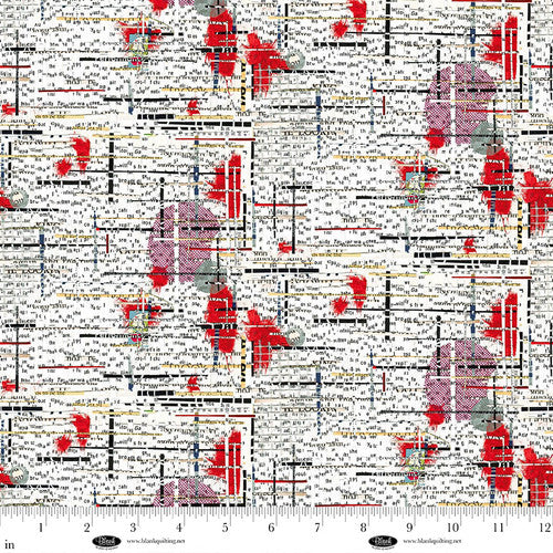 Blank Quilting Spread The Word Partial Letters And Words White Fabric