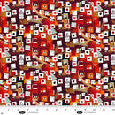 Blank Quilting Spread The Word Newspaper Snippets Red Fabric