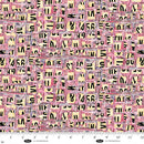 Blank Quilting Spread The Word Abstract Letters And Numbers Pink Fabric