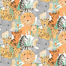 Wilmington Prints Safari Snuggles Packed Critters White Fabric