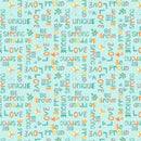 Wilmington Prints Safari Snuggles Word Toss Teal Fabric