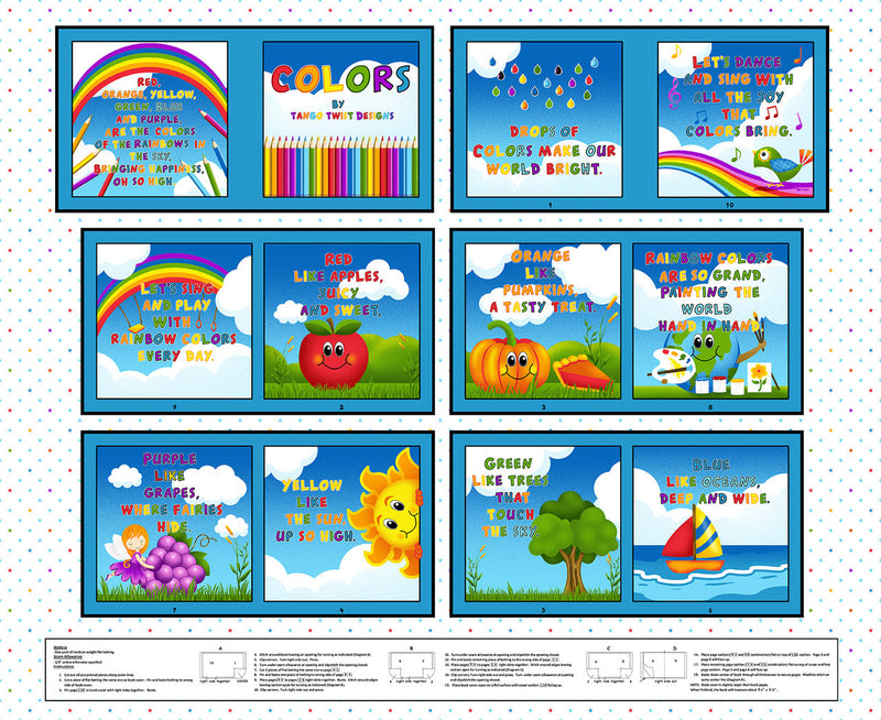 Blank Quilting Storytime Colors Blue Book Panel