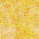 Island Batik Spring Fling Flower Dot Dash Yellow Cornmeal Batik Fabric