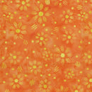 Island Batik Spring Fling Flower Dot Dash Orange Tiger Batik Fabric