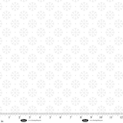 Blank Quilting Morning Mist IX Circles Dot And Spikes White On White Fabric