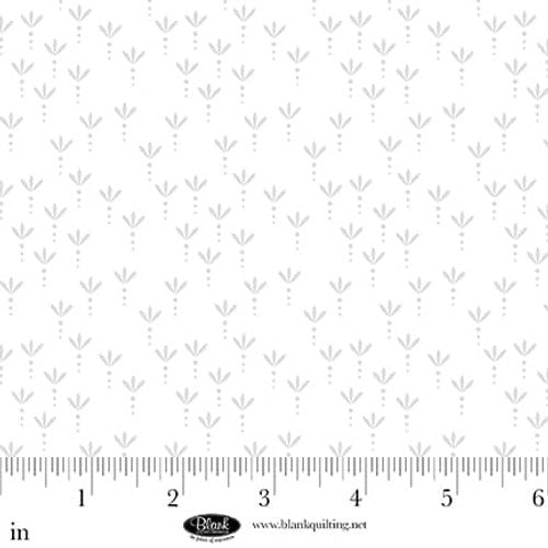 Blank Quilting Morning Mist IX 3 Petalled Flower White On White Fabric
