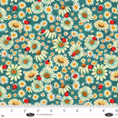 Blank Quilting Luminous Haven Daisies And Ladybugs Aqua Fabric