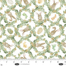 Blank Quilting Spring Serenade Lattice With Bunnies White Fabric