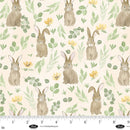 Blank Quilting Spring Serenade Bunnies And Foliage Yellow Fabric