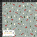 Stof Snow Is Falling Dala Horse Light Gray Fabric