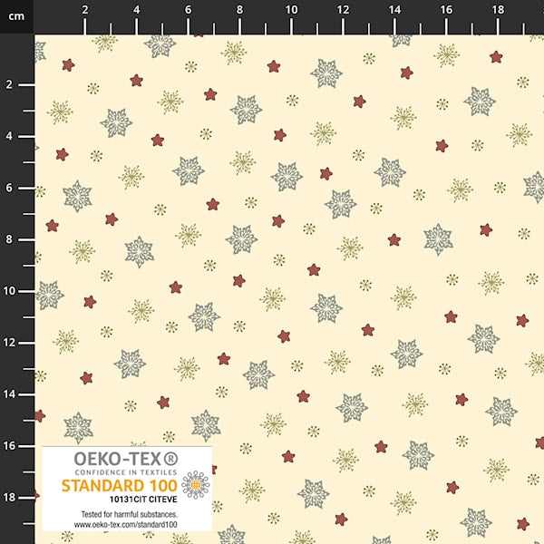 Stof Snow Is Falling Snowflakes Cream Fabric