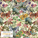 Stof Vintage Windflower Flowers And Butterflies Cream Fabric