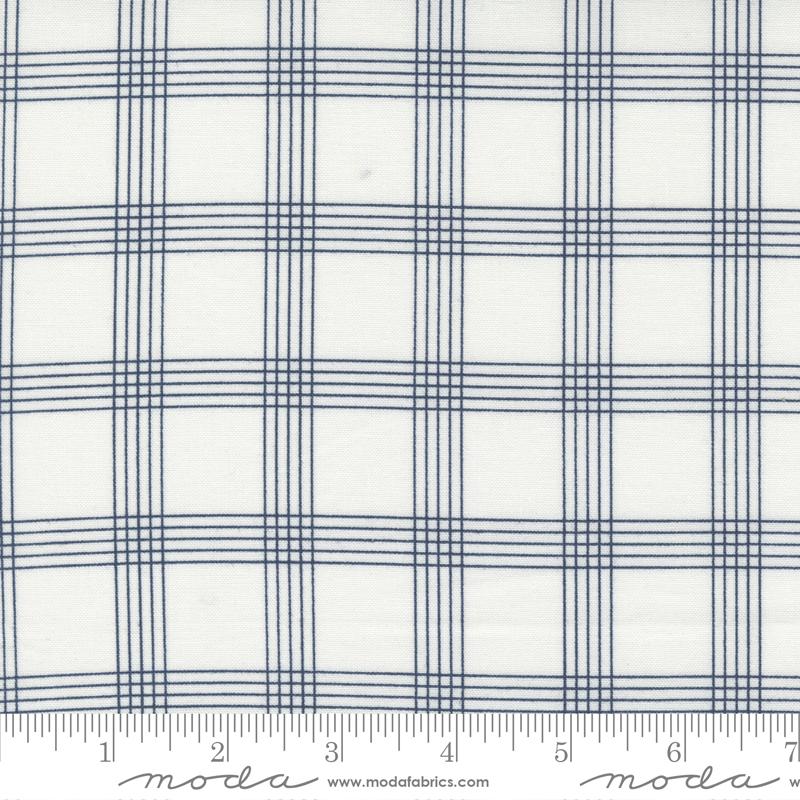 Moda Nantucket Summer Plaid Cream Navy Fabric
