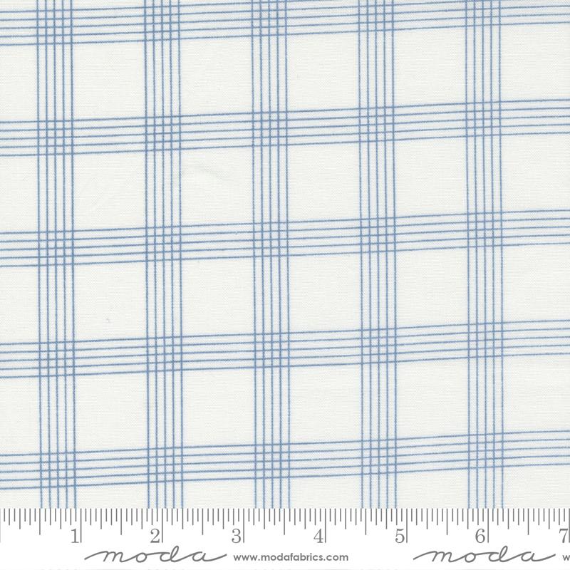 Moda Nantucket Summer Plaid Cream Blue Fabric
