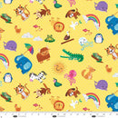 Blank Quilting Noah And Friends Allover Characters Yellow Fabric