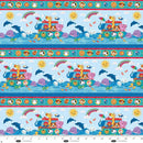 Blank Quilting Noah And Friends Border Stripe Light Blue Fabric