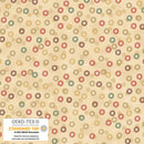 Stof Frosty Snowflake Circles Beige Gold Fabric