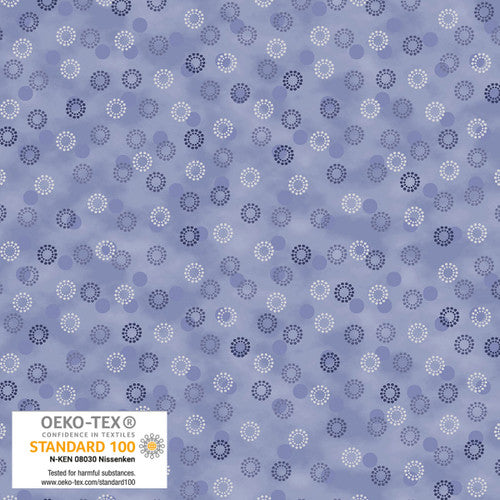 Stof Frosty Snowflake Circles Light Blue Silver Fabric