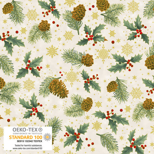 Stof Starglitter Holly Cream Fabric