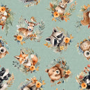 Blank Quilting Wild And Free Tossed Animals Teal Fabric