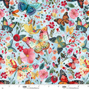 Blank Quilting Botanic Symphony Butterflies And Floral Toss Light Blue Fabric
