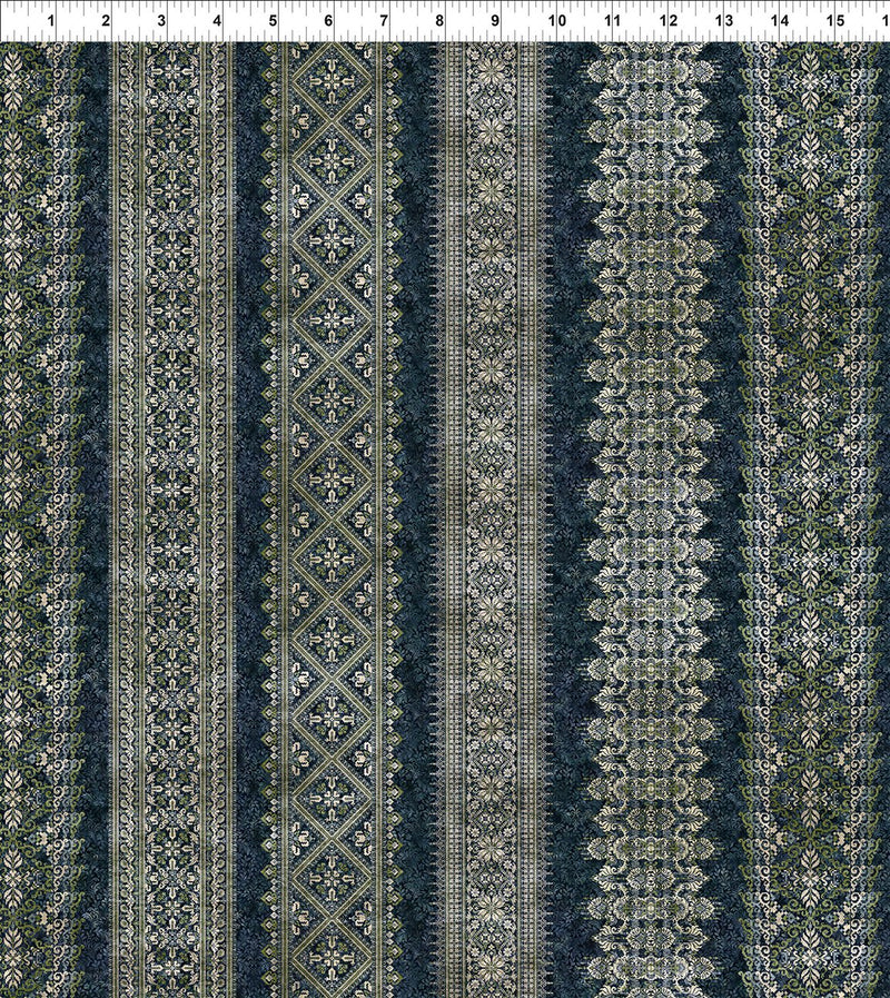 In The Beginning Carpet Bag Romance Stripe Blue Fabric