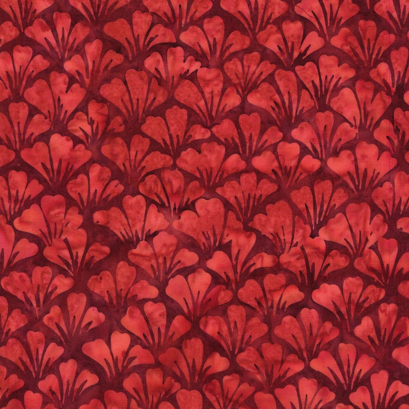 Island Batik Garden Glory Ginko Red Paprika Fabric