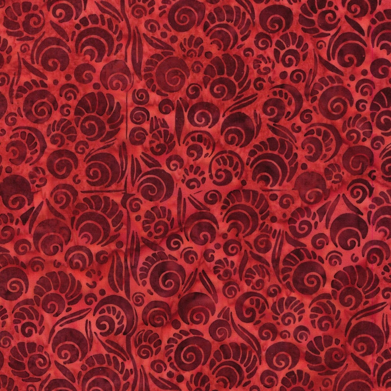 Island Batik Garden Glory Shell Cluster Red Paprika Fabric