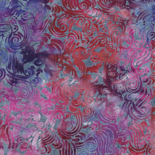Island Batik Swirls Multi Purple Pink Iris Batik Fabric