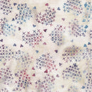 Island Batik Missing You Cross Stitch Hearts Neutral Snow Batik Fabric