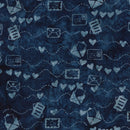 Island Batik Missing You Air Mail Blue Navy Batik Fabric