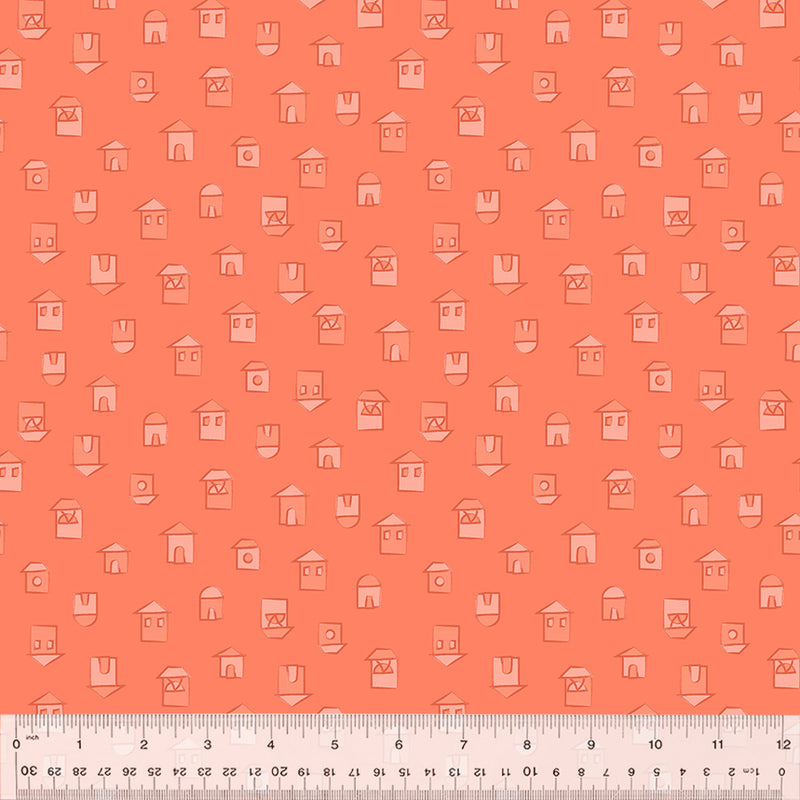 Windham Fabrics Color Club Little Village Papaya Fabric