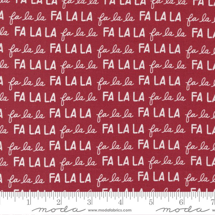 Moda Christmas Eve Merry Text Cranberry Fabric