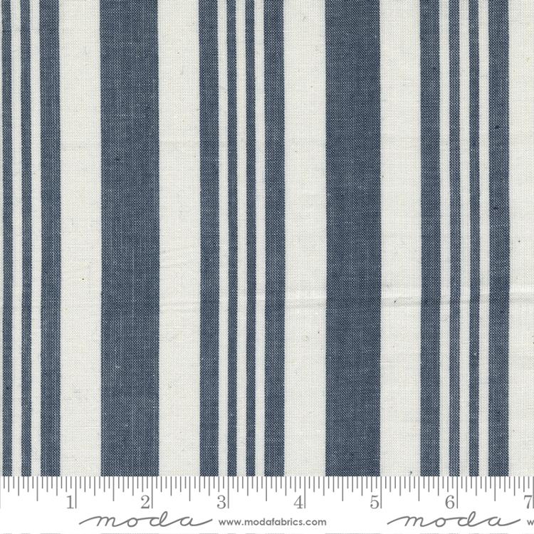 Moda Vista Wovens Stripe Indigo Fabric