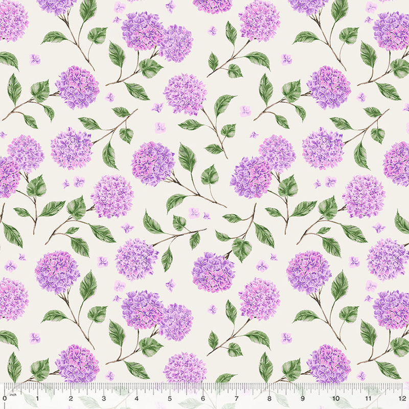 Windham Fabrics Summer Bliss Single Stems Ivory Lilac Fabric